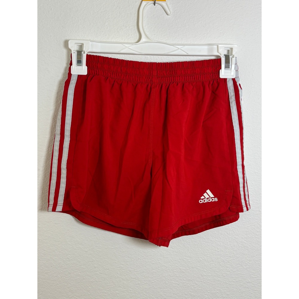 Adidas Kids Boys Red White 3-Stripe Athletic Running Shorts Size XL 16